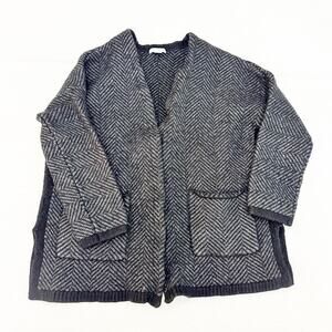 J. Jill Gray Chevron Woven Wool Blend Open Cardigan Size Small